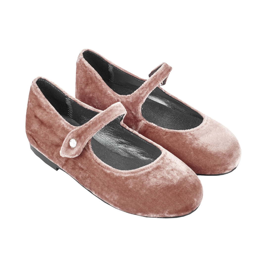 Ava Girl – Velvet Mary Janes with Buckled Strap