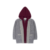 Boy - Cashmere Double Layered Coat Cardigan with Contrasting Hoodie and Lapels