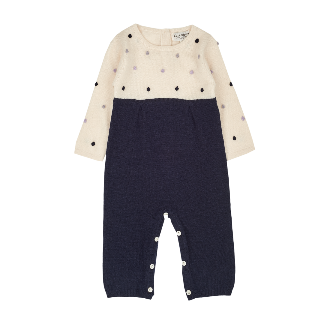Baby Girl - 100% Cashmere Romper with Dot Detail