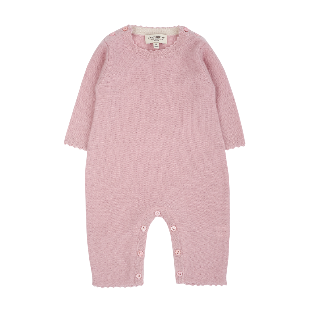 Baby Girl - 100% Cashmere Reverse Knitted Romper