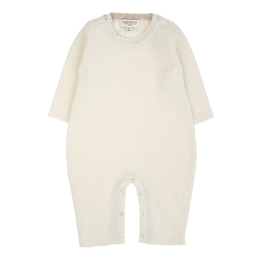 Baby Girl - 100% Cashmere Reverse Knitted Romper