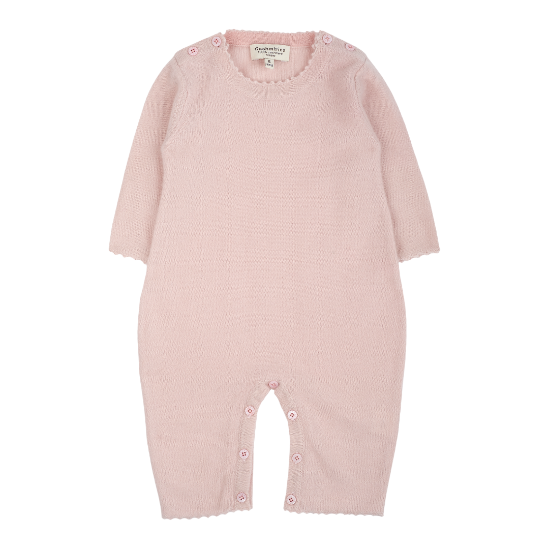Baby Girl - 100% Cashmere Reverse Knitted Romper