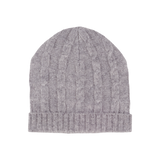 Unisex - Peyton Cable Knit Cashmere Hat with Ribbed Turn-Up
