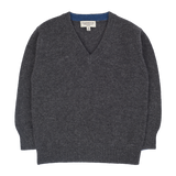 Teen Boy - Vittorio 100% Cashmere V-Neck Jumper With Elbow Patches