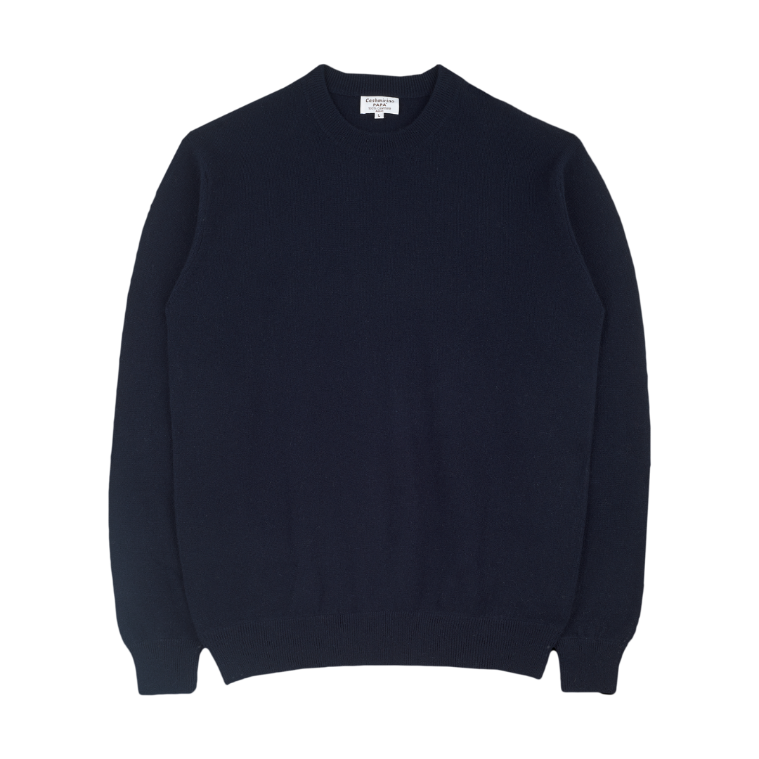 Men - Cashmere Round Neck Jumper with Elbow Patches