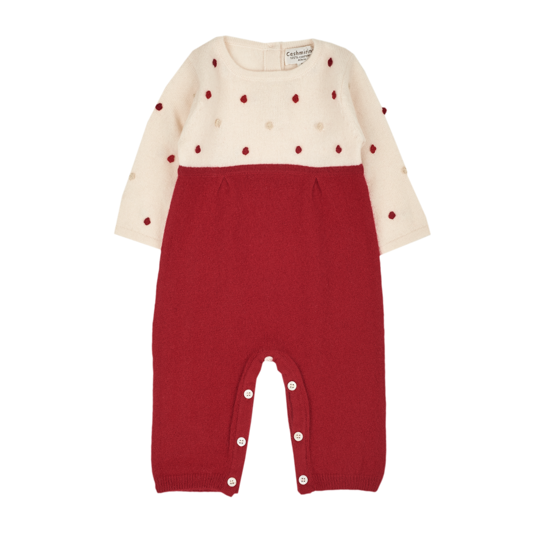 Baby Girl - 100% Cashmere Romper with Dot Detail
