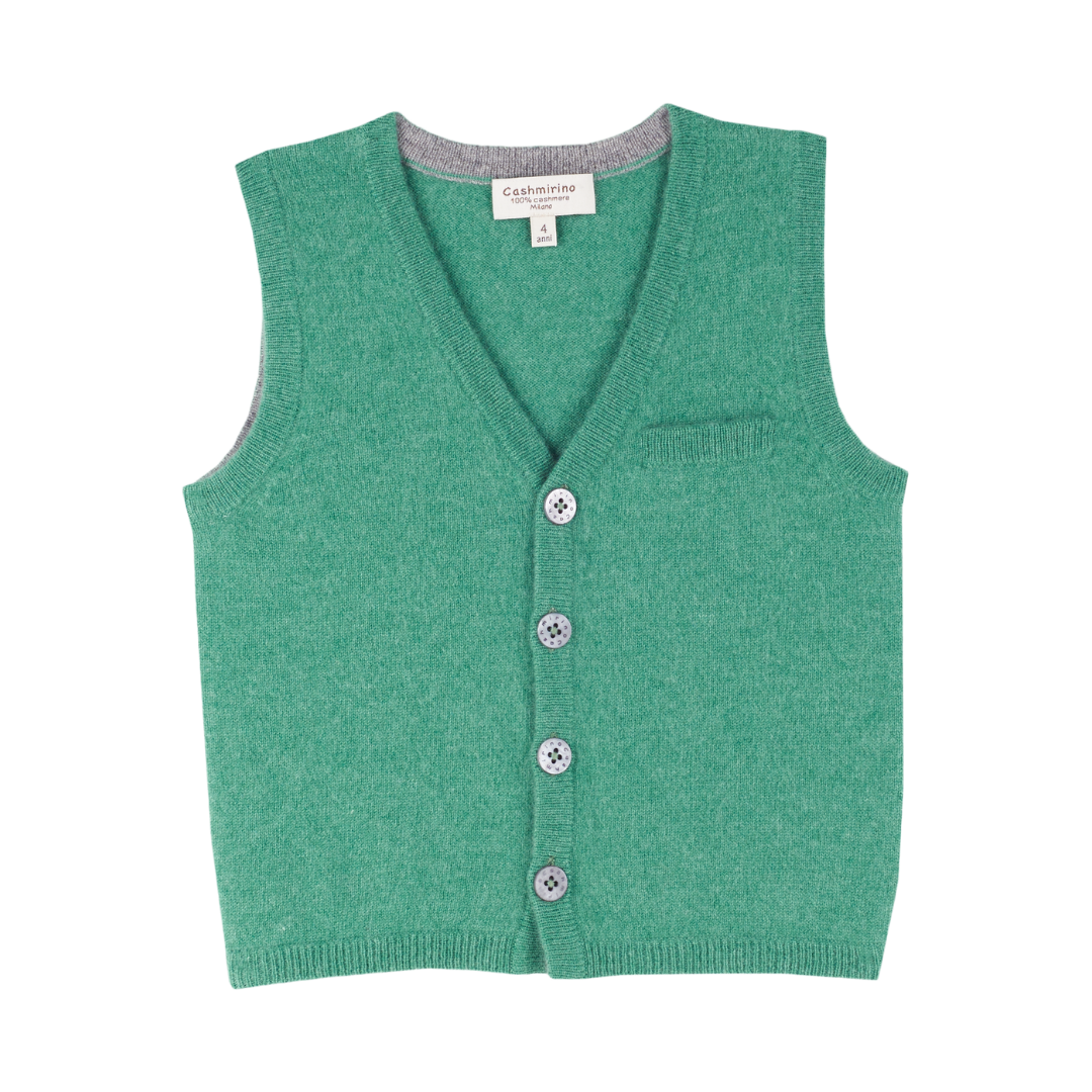 Boy - Benjamin 100% Cashmere V-Neck Sleeveless Cardigan With Pocket