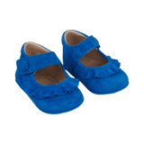Demi Baby Girl – 100% Suede Crawling Shoes with Frill Detail & Velcro Strap