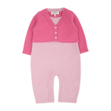 Baby Girl - Beth 100% Cashmere Romper with Crochet Collar and Attached Cardigan