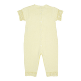Baby Girl Cotton Romper with Hand-Crocheted Trim and Pocket