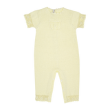 Baby Girl Cotton Romper with Hand-Crocheted Trim and Pocket