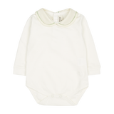 Baby Girl - Ilenia Long-Sleeved Pima Cotton Bodysuit with Contrasting Peter Pan Collar