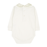 Baby Girl - Ilenia Long-Sleeved Pima Cotton Bodysuit with Contrasting Peter Pan Collar