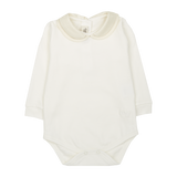Baby Girl - Ilenia Long-Sleeved Pima Cotton Bodysuit with Contrasting Peter Pan Collar
