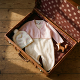 Baby Girl - Beth 100% Cashmere Romper with Crochet Collar and Attached Cardigan