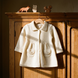 Baby Girl - Cashmere Coat-Cardigan with Gathered Waist and Buttoned Pockets