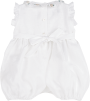 Baby Girl - Elsa Linen Hand Embroidered Smocked Romper
