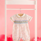Baby Boy - Amedeo 100% Cotton Hand Embroidered Smocked Romper