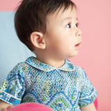 Baby Boy - Aris Cotton Hand Embroidered Smocked Romper