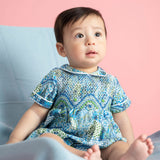 Baby Boy - Aris Cotton Hand Embroidered Smocked Romper
