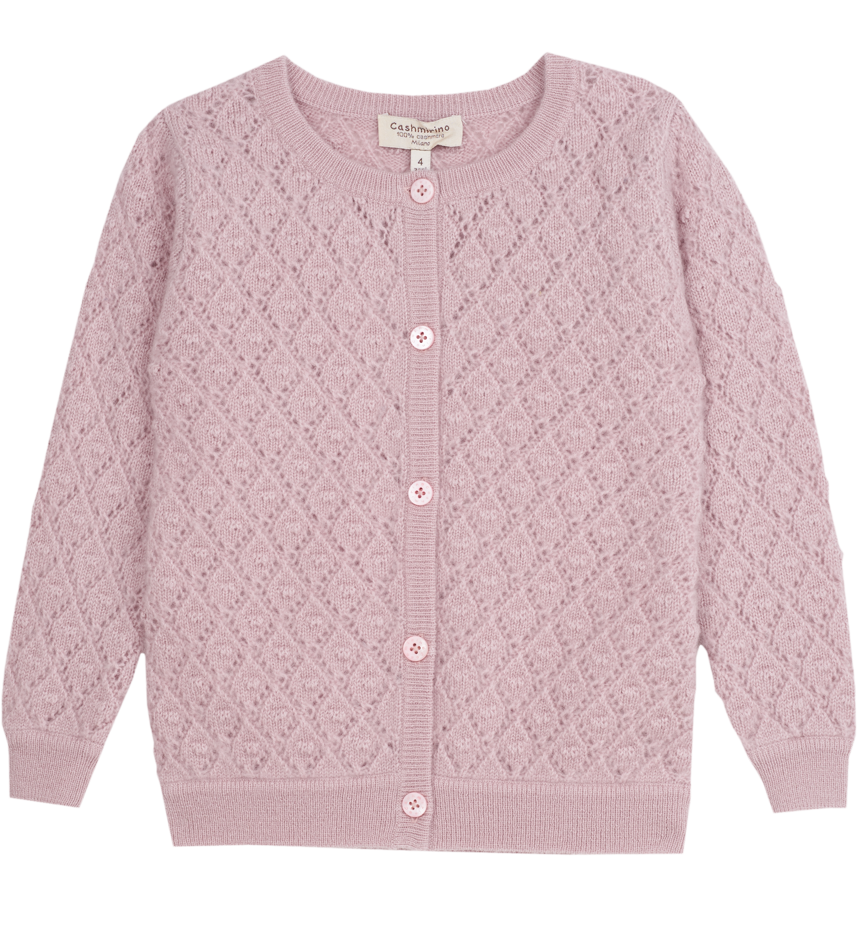 Girl -  Esme Lightweight Cashmere Cardigan with Diamond Pattern