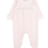Baby Girl - Azara Pima Cotton Baby Bodysuit with Embroidered Flowers & Smocked Front