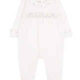 Baby Girl - Azara Pima Cotton Baby Bodysuit with Embroidered Flowers & Smocked Front