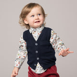 Baby Boy - Benjamin 100% Cashmere V-Neck Sleeveless Cardigan with Pocket