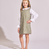 Girl - Brigitte Cotton Mini Dress in Green Meadows Print