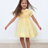 Girl - Lisa Hand Embroidered 100% Cotton Smocked Dress with Lace Floral Trimming