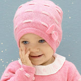 Baby Girl - 100% Cashmere Hat with Contrasting In And Out Detail and Bow