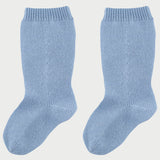 Baby Boy - 100% Cashmere Plain Socks With Ribbed Hem
