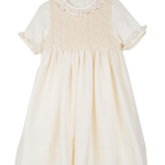 Girl - Gwenda Silk Smocked Hand Embroidered Knee Length Dress
