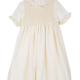 Girl - Gwenda Silk Smocked Hand Embroidered Knee Length Dress