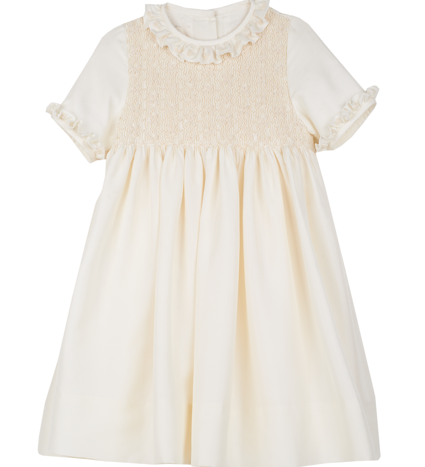 Girl - Gwenda Silk Smocked Hand Embroidered Knee Length Dress