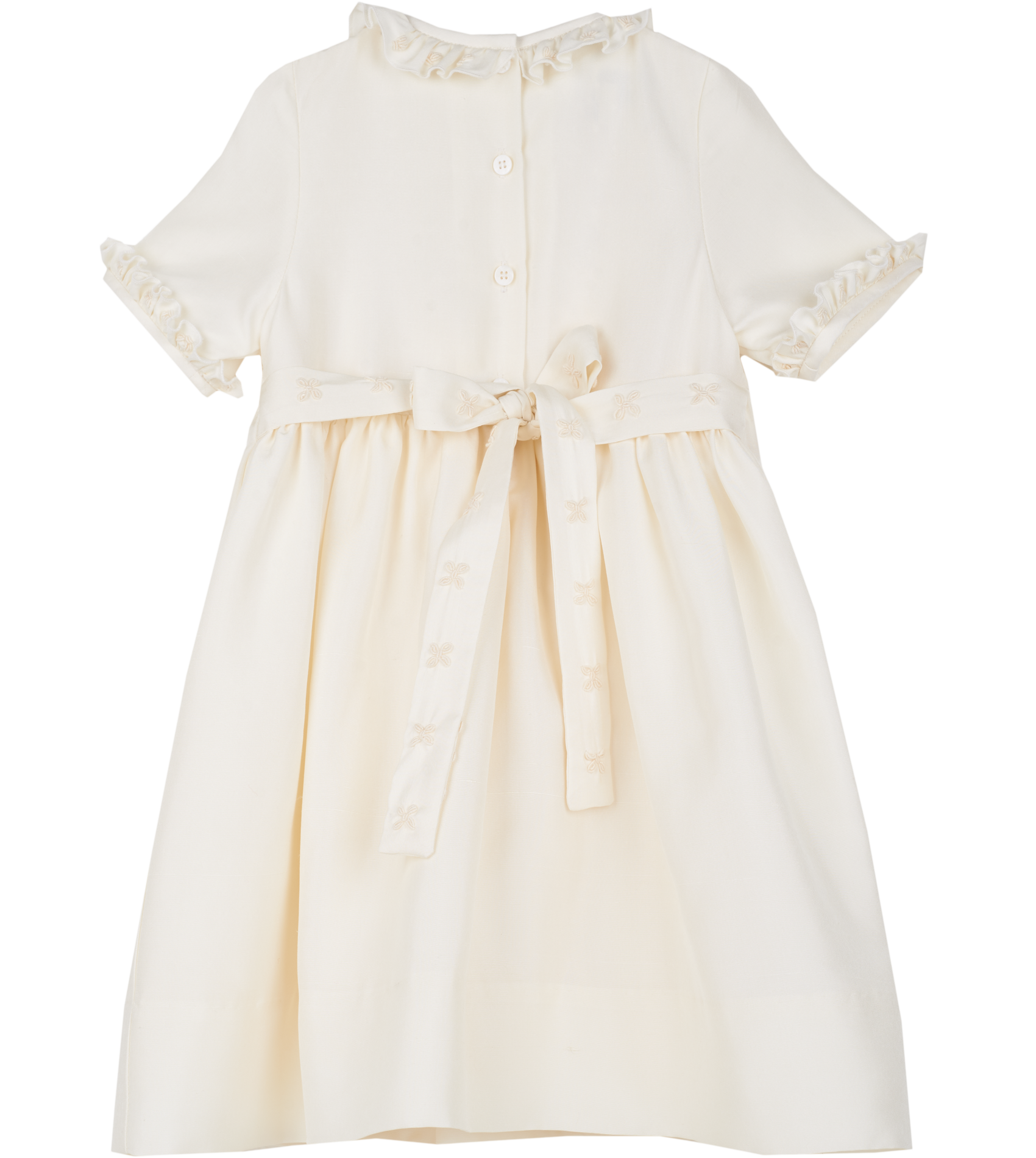 Girl - Gwenda Silk Smocked Hand Embroidered Knee Length Dress