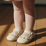 Demi Baby Girl – 100% Suede Crawling Shoes with Frill Detail & Velcro Strap