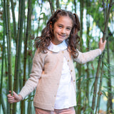 Girl -  Esme Lightweight Cashmere Cardigan with Diamond Pattern