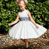 Girl - Evelyn 100% Cotton Hand Embroidered Smocked Dress
