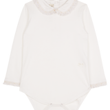 Baby Girl - Claire 100% Pima Cotton Long Sleeve Bodysuit with Smocked Peter Pan Collar
