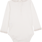 Baby Girl - Claire 100% Pima Cotton Long Sleeve Bodysuit with Smocked Peter Pan Collar