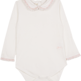 Baby Girl - Claire 100% Pima Cotton Long Sleeve Bodysuit with Smocked Peter Pan Collar