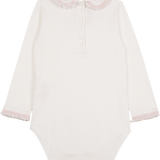 Baby Girl - Claire 100% Pima Cotton Long Sleeve Bodysuit with Smocked Peter Pan Collar