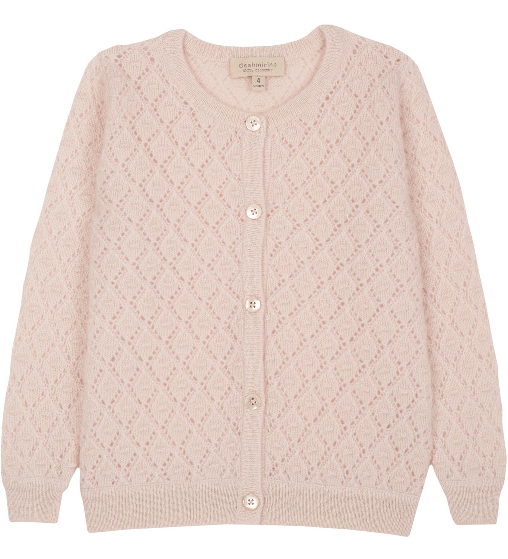 Girl -  Esme Lightweight Cashmere Cardigan with Diamond Pattern