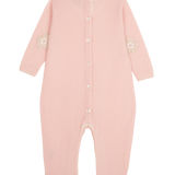 Baby Girl - Jerez Cashmere Romper with Contrasting Flower Collar