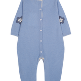 Baby Girl - Jerez Cashmere Romper with Contrasting Flower Collar