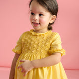 Girl - Gwenda Silk Smocked Hand Embroidered Knee Length Dress