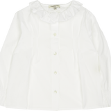 Girl - Callie 100% Cotton Blouse With Pleats and Ruffle Collar