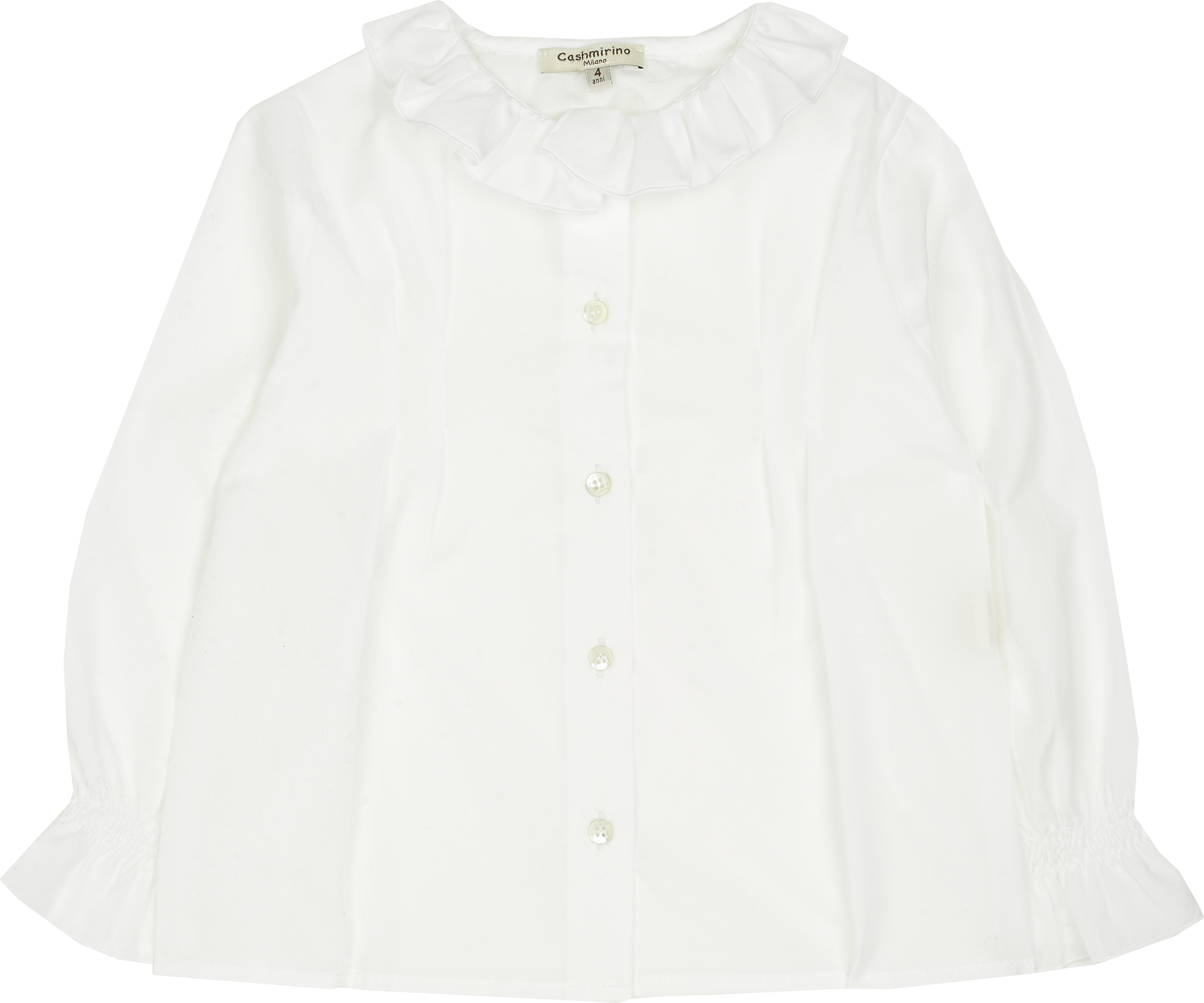 Girl - Callie 100% Cotton Blouse With Pleats and Ruffle Collar