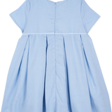 Girl - Moon Blue Linen Mini Dress - Pleated Dress